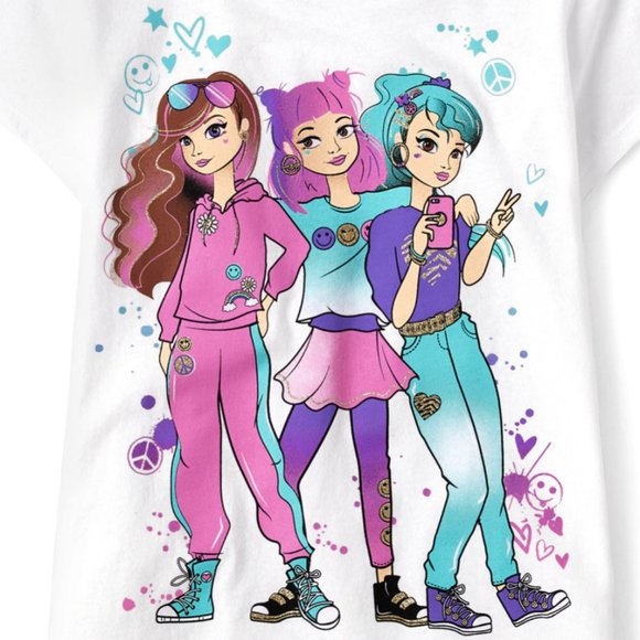 The Children’s Place Girls Short Sleeve Graphic Tee - White- Size S (5/6) NWT - Picture 2 of 4